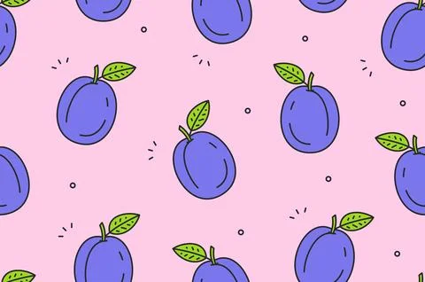 Plums seamless pattern Stock Illustration