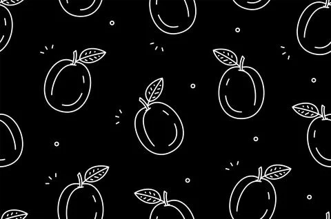 Plums seamless pattern Stock Illustration