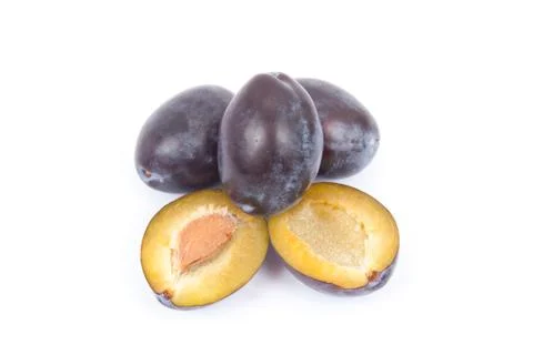 Plums on a white background Stock Photos