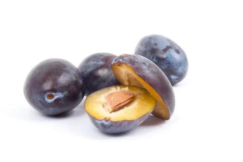 Plums on a white background Stock Photos