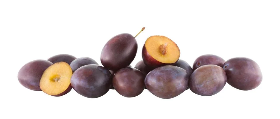Plums on white background Stock Photos