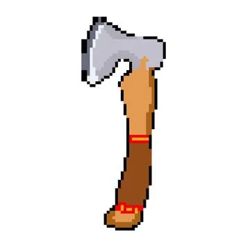 Plunder viking axe pixel art vector illustration Illustrazione stock