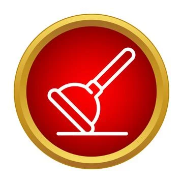 Plunger cleaning tool icon in red circle Stock Illustration