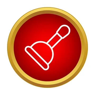 Plunger cleaning tool in red circle icon Stock Illustration