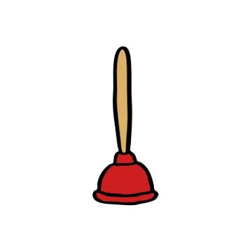 Plunger doodle icon, vector illustration Stock Illustration