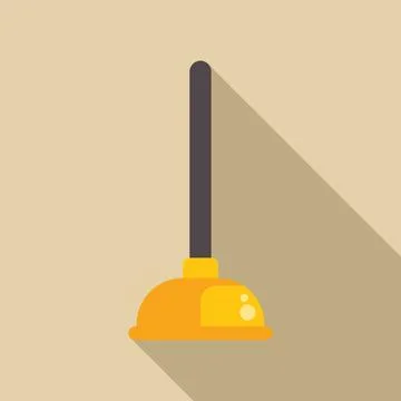 Plunger with long handle for unclogging drains and pipes Stock Illustration