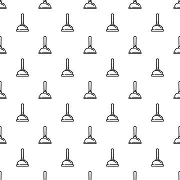 Plunger tools outlining seamless pattern for plumbing work Stock Illustration