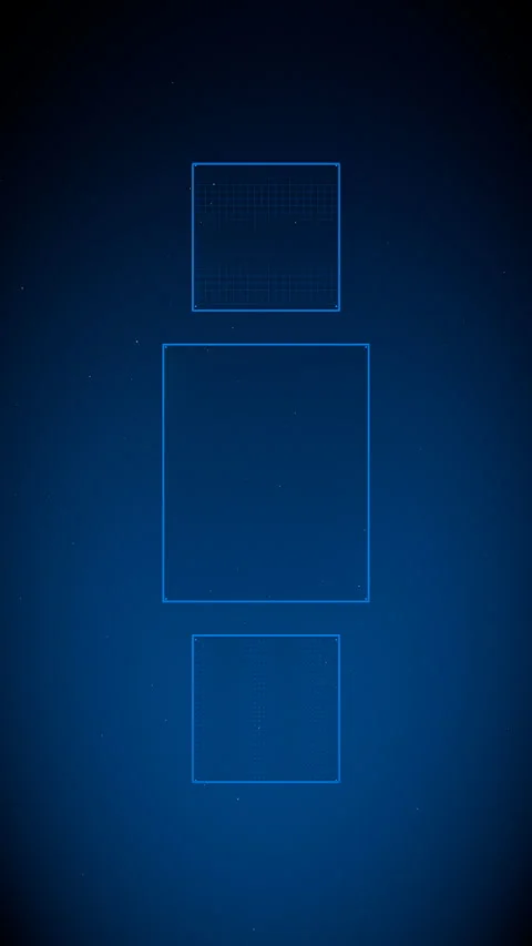 Plunging fly-through inside a towering spatial UI, Vertical 9:16 4K Stock Footage 338432734