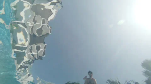 Plunging to the pool Stock Footage 26629242