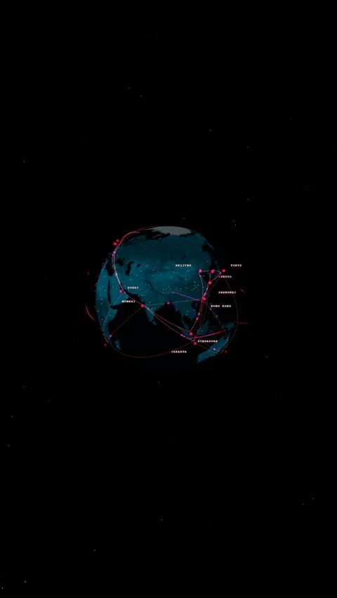 Plunging vertical zoom into a pure digital earth hologram, Vertical 9:16 4K Stock Footage 339091318