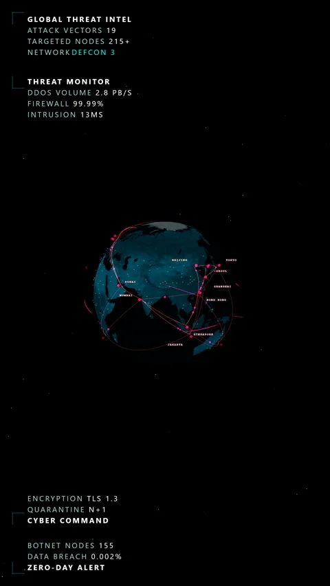Plunging vertical zoom into a vertical cyber-security, Vertical 9:16 4K Stock Footage 339091351