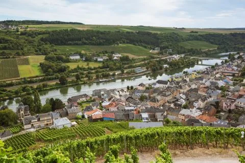 Plunging view over Wormeldange Stock Photos