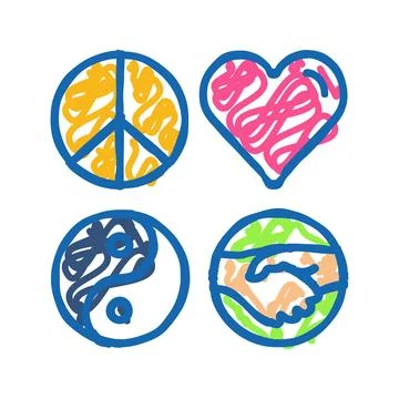 Plur peace love unity respect icon doodle illustration Stock Illustration