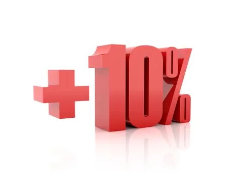Plus 10 percent. Concept 3D illustration. Stock Illustration