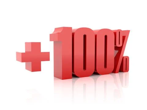 Plus 100 percent. Concept 3D illustration. Stock Illustration