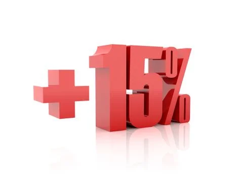 Plus 15 percent. Concept 3D illustration. Stock Illustration