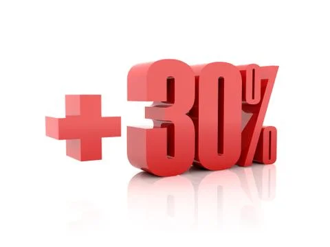 Plus 30 percent. Concept 3D illustration. Stock Illustration