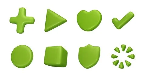 Plus 3D icon. Render cross or round shape. Pharmacy button. Glossy plastic math Stock Illustration