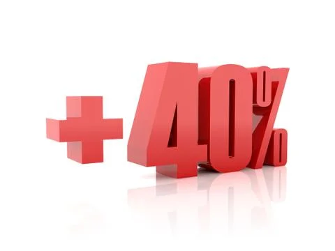 Plus 40 percent. Concept 3D illustration. Stock Illustration