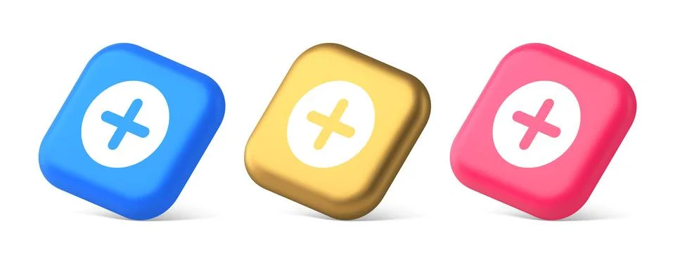 Plus add button mathematical addition symbol 3d realistic isometric icon 스톡 일러스트