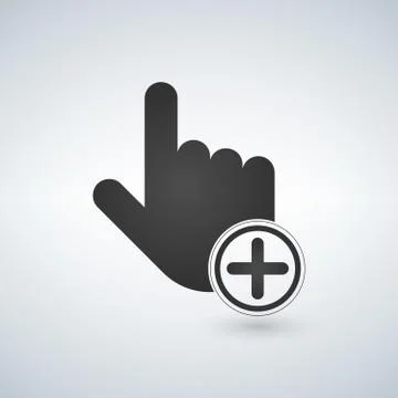 Plus add circle add new concept hand cursor icons. vector illustration. Stock Illustration