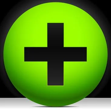 Plus, add, cross in green circle (plus sign, symbol vector) Stock Illustration