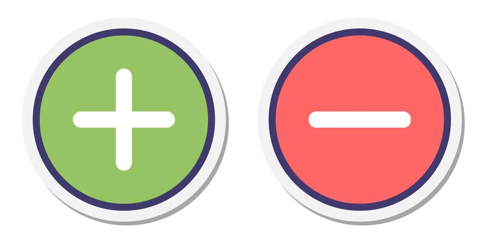 Plus and minus buttons for web design Illustrazione stock