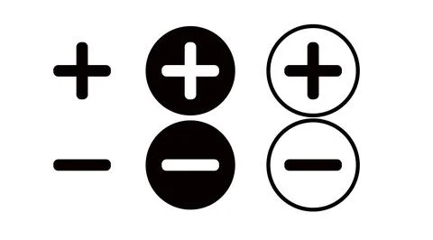 Plus and Minus Icon Set. Stock Illustration