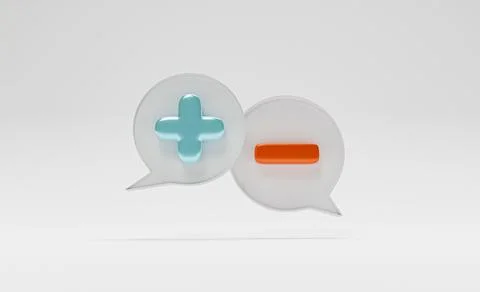 Plus and minus sign inside of message chat box for positive and negative th.. Stock Photos