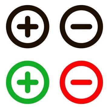 Plus and minus signs vector icons set Stock Illustration