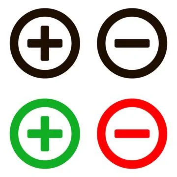 Plus and minus signs vector icons set Stock Illustration