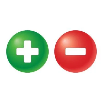 Plus and minus - two balls in green and red colour Stock Illustration