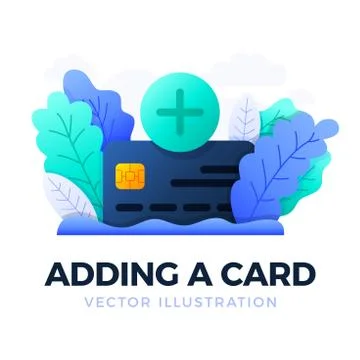 Plus Button and Credit Card Vector stock illustration isolated on a white bac Stock Illustration