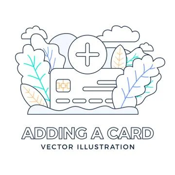 Plus Button and Credit Card Vector stock illustration isolated on a white bac Stock Illustration