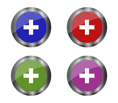 Plus button icon illustrated in vector on white background Stock Photos