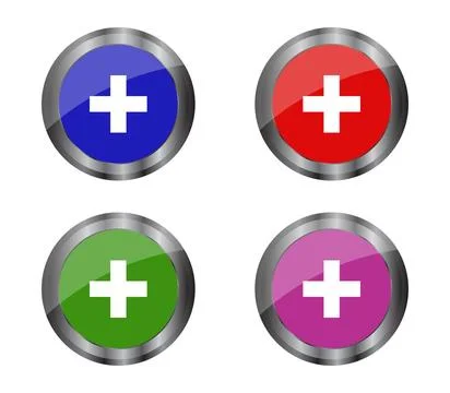Plus button icon illustrated in vector on white background plus button ico... 스톡 사진