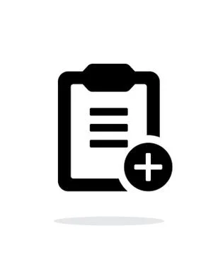 Plus clipboard simple icon on white background. Stock Illustration