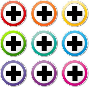 Plus cross icons Stock Illustration