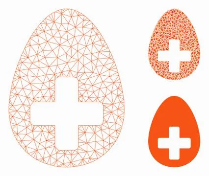 Plus Egg Vector Mesh Carcass Model and Triangle Mosaic Icon Stock Illustration