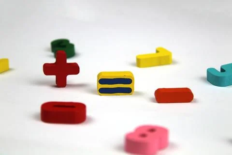 Plus, equal, minus - mathematical signs. Stock Photos