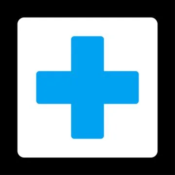 Plus flat blue and white colors rounded button Illustrazione stock