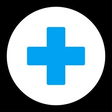 Plus flat blue and white colors round button Illustrazione stock