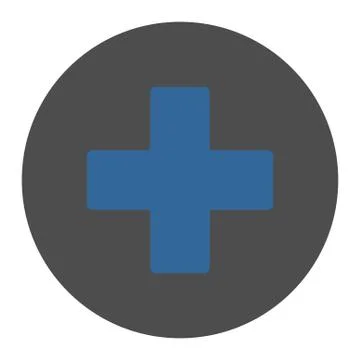 Plus flat cobalt and gray colors round button Illustrazione stock