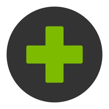 Plus flat eco green and gray colors round button Stock Illustration