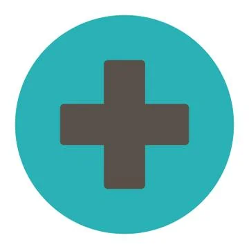 Plus flat grey and cyan colors round button Illustrazione stock