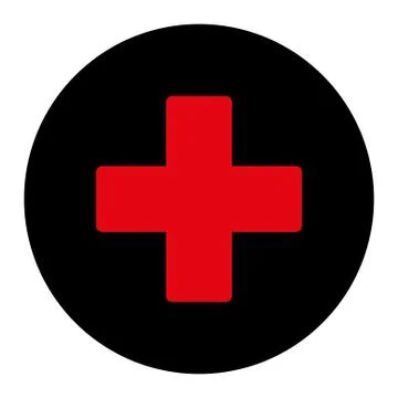 Plus flat intensive red and black colors round button Stock Illustration