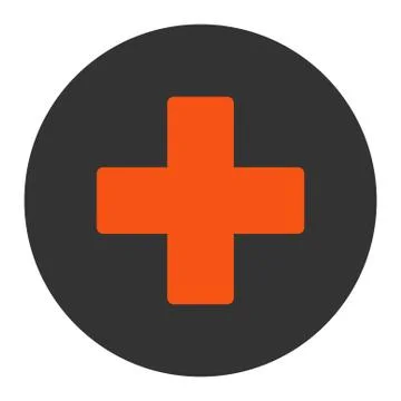 Plus flat orange and gray colors round button Illustrazione stock