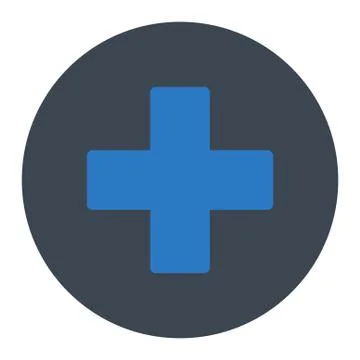 Plus flat smooth blue colors round button Illustrazione stock