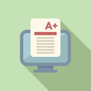 A plus grade on computer screen icon Stock Illustration