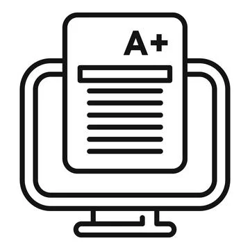 A plus grade icon on computer screen line art Stock-Illustration